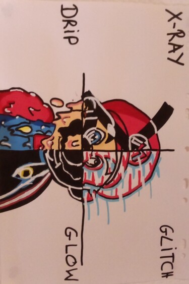 Drawing titled "Mario sous différen…" by Eva Fercot, Original Artwork, Marker