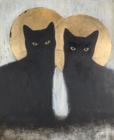 Painting titled "CATS" by Eva Fialka, Original Artwork, Acrylic