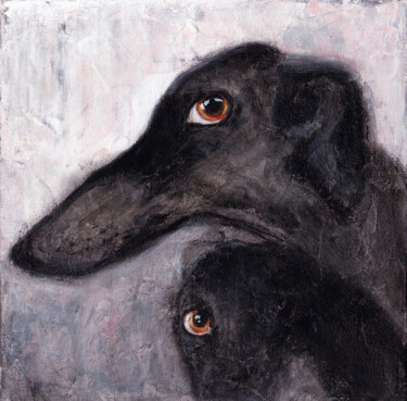Painting titled "TWO DOGS" by Eva Fialka, Original Artwork, Acrylic