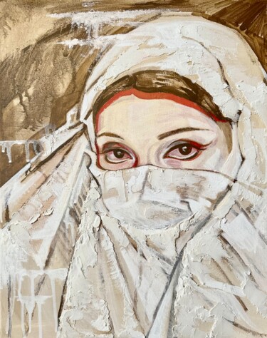 Painting titled "Hijab" by Eva Gets, Original Artwork, Acrylic Mounted on Wood Stretcher frame