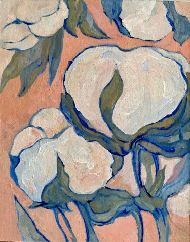 Картина под названием "Cotton clouds paint…" - Eva Gets, Подлинное произведение искусства, Акрил Установлен на картон