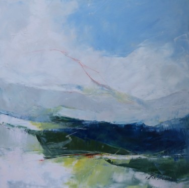 Painting titled "Mountain" by Eva Gohier, Original Artwork, Oil