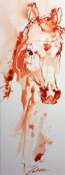 Malerei mit dem Titel "Arabian  horse 0924" von Eva Gohier, Original-Kunstwerk, Tinte