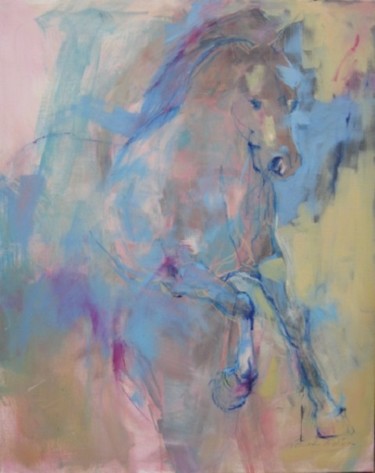 Pintura intitulada "Le cheval de Marc" por Eva Gohier, Obras de arte originais, Óleo