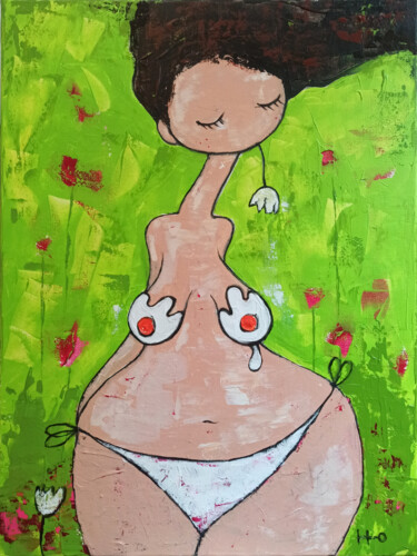 Картина под названием "Con un par" - Eva Hidalgo, Подлинное произведение искусства, Акрил Установлен на Деревянная рама для…
