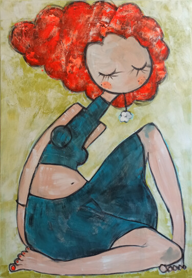 Painting titled "La Felisa" by Eva Hidalgo, Original Artwork, Acrylic Mounted on Wood Stretcher frame