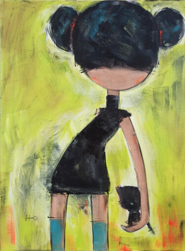 Картина под названием "Felina" - Eva Hidalgo, Подлинное произведение искусства, Акрил Установлен на Деревянная рама для носи…