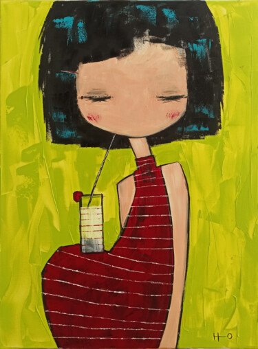 Картина под названием "Cerise" - Eva Hidalgo, Подлинное произведение искусства, Акрил Установлен на Деревянная рама для носи…