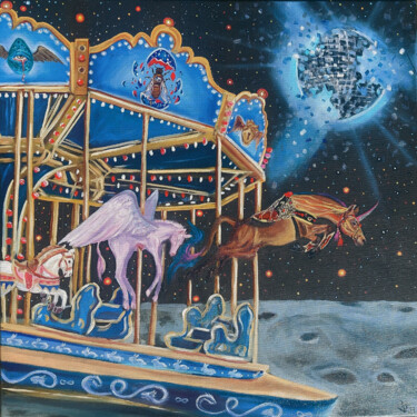 Картина под названием "Wheel of Samsara" - Eva Ilves, Подлинное произведение искусства, Масло