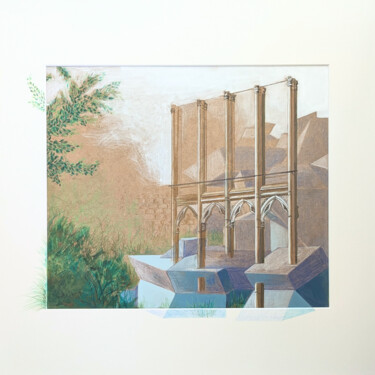 Pintura titulada "La côte de l'église…" por Eva Khatchadourian, Obra de arte original, Acrílico Montado en Panel de madera