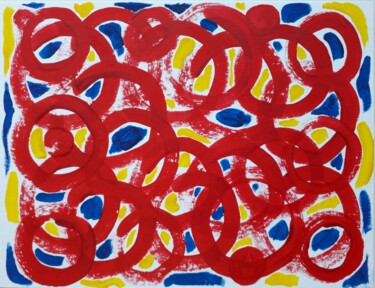 Drawing titled "Red-Yellow-Blue" by Eva Kuzey, Original Artwork, Gouache