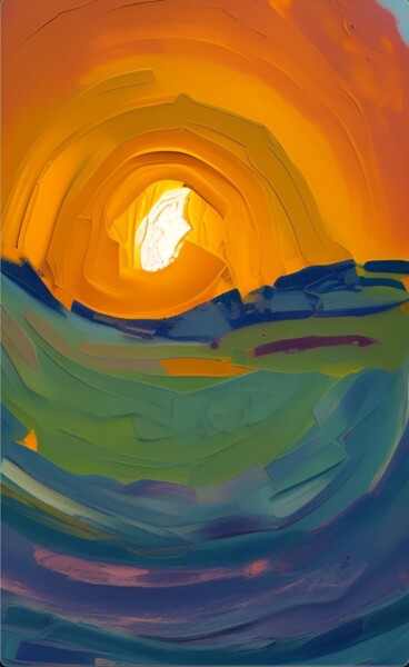 Schilderij getiteld "Sunrise" door Eva Kuzey, Origineel Kunstwerk, Acryl