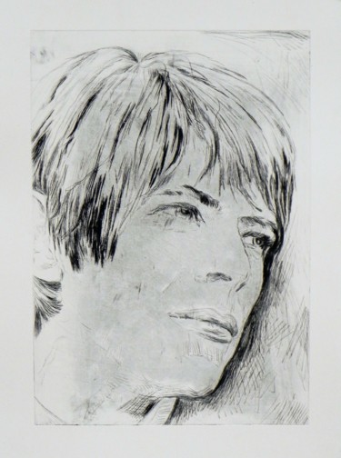 Printmaking titled "The young David Bow…" by Eva Lacres, Original Artwork, Engraving