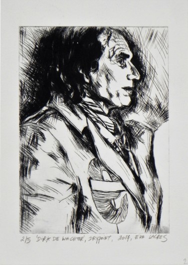 Printmaking titled "Dirk De Wachter 2" by Eva Lacres, Original Artwork, Etching