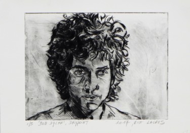 Obrazy i ryciny zatytułowany „Bob Dylan” autorstwa Eva Lacres, Oryginalna praca, Rytownictwo