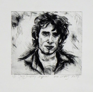 Prenten & gravures getiteld "Jeff Buckley" door Eva Lacres, Origineel Kunstwerk, Ets