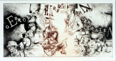 Incisioni, stampe intitolato "Gebroeders Vanderst…" da Eva Lacres, Opera d'arte originale, Acquaforte Montato su Pannello di…