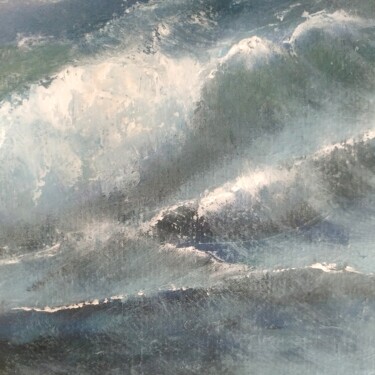 Картина под названием "Море: Кучерявая Пен…" - Eva Lazaryan, Подлинное произведение искусства, Масло Установлен на Деревянна…