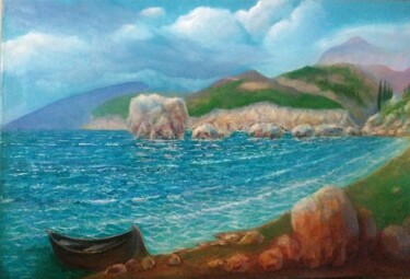 Painting titled "Где-то в Крыму" by Eva Lazaryan, Original Artwork, Oil Mounted on Wood Stretcher frame