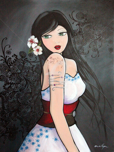 Peinture intitulée "Ushiro" par Eva Lhyn, Œuvre d'art originale, Huile