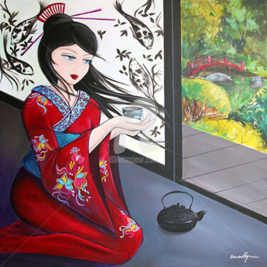 Peinture intitulée "Matsuru" par Eva Lhyn, Œuvre d'art originale, Huile