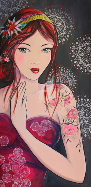 Painting titled "Henna" by Eva Lhyn, Original Artwork, Acrylic