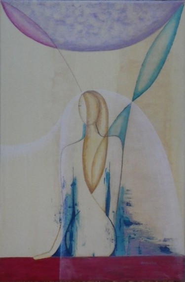 Painting titled "bride in a veil" by Éva Mihalovics, Original Artwork, Acrylic