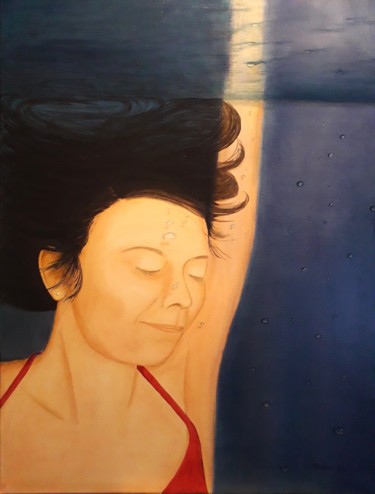 Painting titled "under water (lasur…" by Éva Mihalovics, Original Artwork, Oil