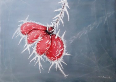 Malerei mit dem Titel "winter flower" von Éva Mihalovics, Original-Kunstwerk, Öl