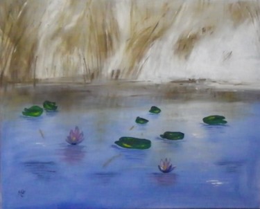 Картина под названием "lakeside" - Éva Mihalovics, Подлинное произведение искусства, Масло