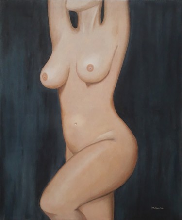 Painting titled "torso / lasur techn…" by Éva Mihalovics, Original Artwork, Oil