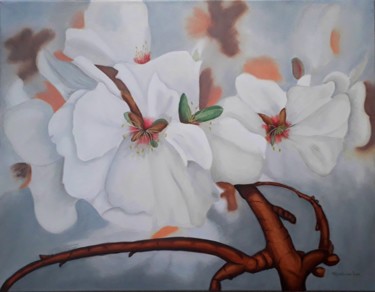 Peinture intitulée "almond blooming" par Éva Mihalovics, Œuvre d'art originale, Huile