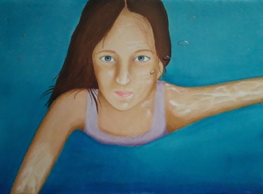 Schilderij getiteld "mermaid" door Éva Mihalovics, Origineel Kunstwerk, Olie