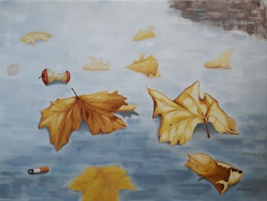 Malerei mit dem Titel "what a puddle harbo…" von Éva Mihalovics, Original-Kunstwerk, Öl