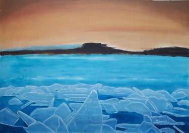 Painting titled "crumpled ice floes…" by Éva Mihalovics, Original Artwork, Oil