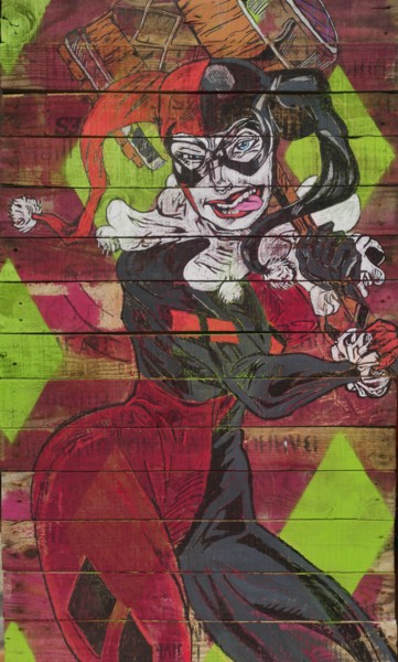 Ζωγραφική με τίτλο "Harley Quinn pop" από Eva Pantera, Αυθεντικά έργα τέχνης, Ακρυλικό