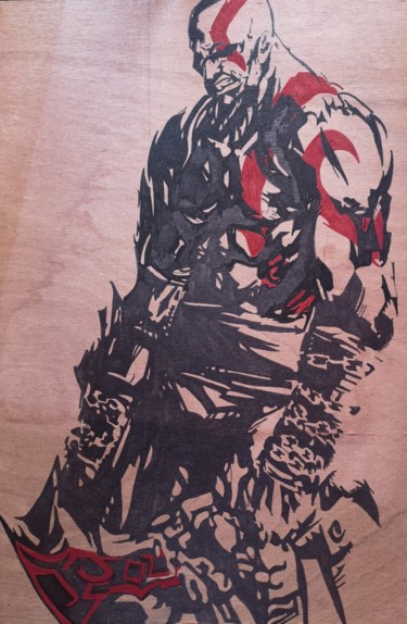 Dibujo titulada "Kratos de God Of War" por Eva Pantera, Obra de arte original, Rotulador