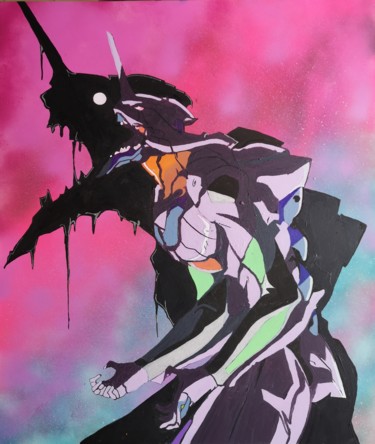 Картина под названием "EVANGELION_Eva 01" - Eva Pantera, Подлинное произведение искусства, Акрил