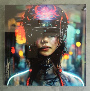 Digital Arts με τίτλο "Samuraï Cyberpunk" από Eva Pantera, Αυθεντικά έργα τέχνης, Ψηφιακή ζωγραφική Τοποθετήθηκε στο Αλουμίν…