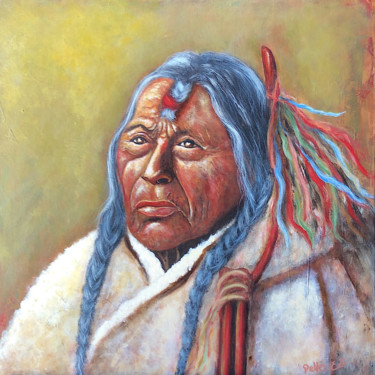 Painting titled "L'INDIEN" by Eva Pelles, Original Artwork, Acrylic Mounted on Wood Stretcher frame