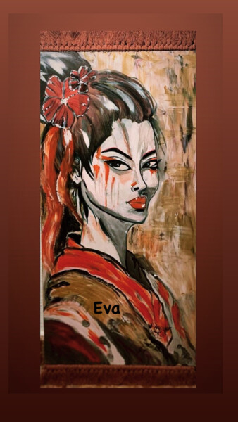 Malerei mit dem Titel "Geisha de Elegancia…" von Eva Perez, Original-Kunstwerk, Acryl