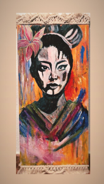 Ζωγραφική με τίτλο "Geisha en la Noche…" από Eva Perez, Αυθεντικά έργα τέχνης, Ακρυλικό