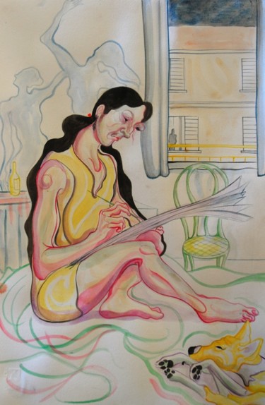 Drawing titled "Autoritratto con i…" by Eva Pianfetti, Original Artwork, Other