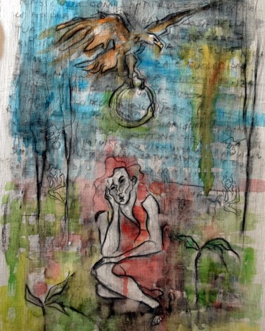 Painting titled "Uroboro" by Eva Pianfetti, Original Artwork, Watercolor