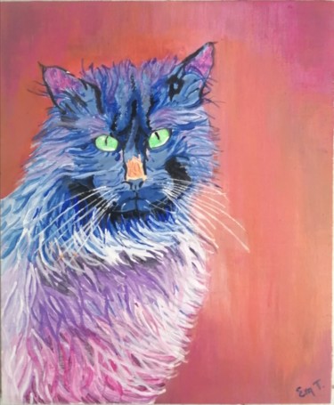 Painting titled "Different cat" by Eva Tonelato, Original Artwork, Acrylic