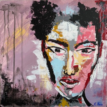 Peinture intitulée "Kenyan girl" par Eva Tucha, Œuvre d'art originale, Acrylique