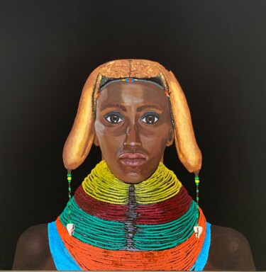 Painting titled "Angolan girl" by Eva Tucha, Original Artwork, Acrylic Mounted on Wood Stretcher frame