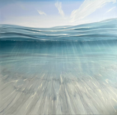 Painting titled "Above and Below" by Eva Volf, Original Artwork, Oil Mounted on Wood Stretcher frame