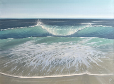Картина под названием "Wave Watching" - Eva Volf, Подлинное произведение искусства, Масло Установлен на Деревянная рама для…