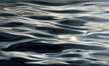 Painting titled "Liquid Light" by Eva Volf, Original Artwork, Oil Mounted on Wood Stretcher frame